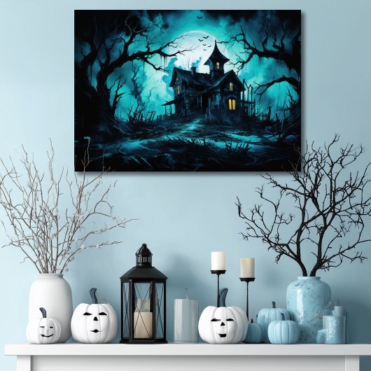 Toile Maison Haunted Halloween à Blue Dusk