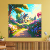 Toile maison rurale avec jardin fleuri (Insitu(Salon))