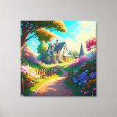 Toile maison rurale avec jardin fleuri (Recto)