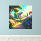 Toile maison rurale avec jardin fleuri (Insitu (Plancher de Bois))