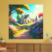 Toile maison rurale avec jardin fleuri (Insitu(Salon))