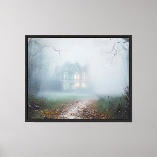 Toile Maison victorienne dans le brouillard