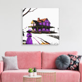 Toile Maison Violette Sur La Colline (Insitu(Salon))