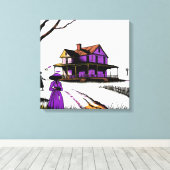 Toile Maison Violette Sur La Colline (Insitu (Plancher de Bois))