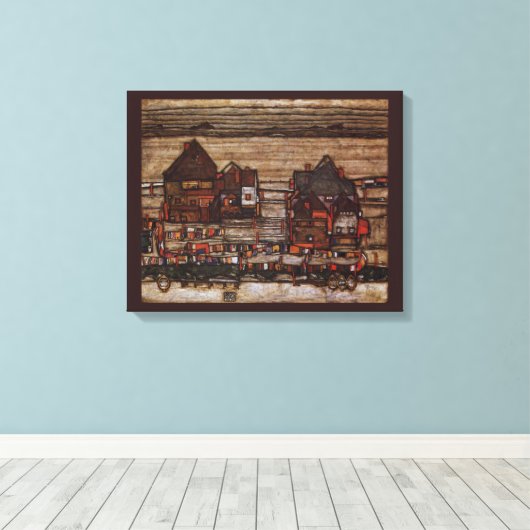 Toile Maisons avec la lessive par Egon Schiele (Insitu (Plancher de Bois))