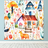 Toile Maisons d'animaux de la campagne florale de style  (Insitu (Plancher de Bois))