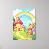 Toile Maisons de champignons et arc-en-ciel (Recto)
