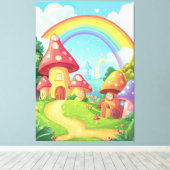 Toile Maisons de champignons et arc-en-ciel (Insitu (Plancher de Bois))