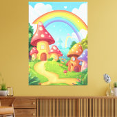 Toile Maisons de champignons et arc-en-ciel (Insitu(Salon))