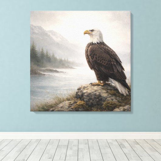 Toile Majestic Bald Eagle River (Insitu (Plancher de Bois))