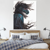 Toile Majestic Black Horse Friesian Canvas Imprimer Bihr (Insitu(Chambre))