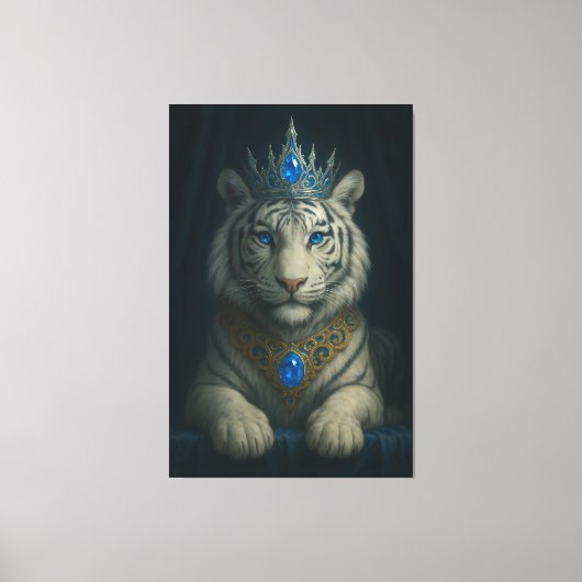 Toile Majestic Blue Crown Royal Tiger – Luxury Fine Art (Recto)