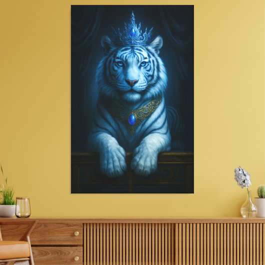 Toile Majestic Blue Crown Royal Tiger – Luxury Fine Art (Insitu(Salon))
