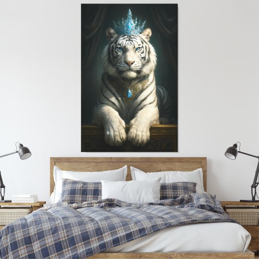 Toile Majestic Blue Crown White Tiger · Fine Art Canvas (Insitu(Chambre))