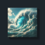Toile Majestic Giant Blue Wave - Dramatic Ocean Power<br><div class="desc">A stunning and dynamic digital artwork capturing the raw power of a massive, curling ocean wave. The deep turquoise water and white sea foam are set against a dramatic sky with sun-drenched clouds, creating a sense of awe and natural grandeur. Ideal for large-scale wall art in modern living rooms, surf-themed...</div>