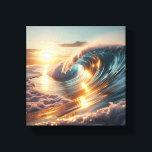 Toile Majestic Golden Sunrise Ocean Wave - Radiant<br><div class="desc">A breathtaking digital artwork featuring a massive ocean wave glowing under the first light of a golden sunrise. The detailed reflections on the water and the soft, sun-drenched atmosphere evoke a sense of hope and natural brilliance. Perfect for luxury home staging, serene bedroom decor, or as a radiant focal point...</div>