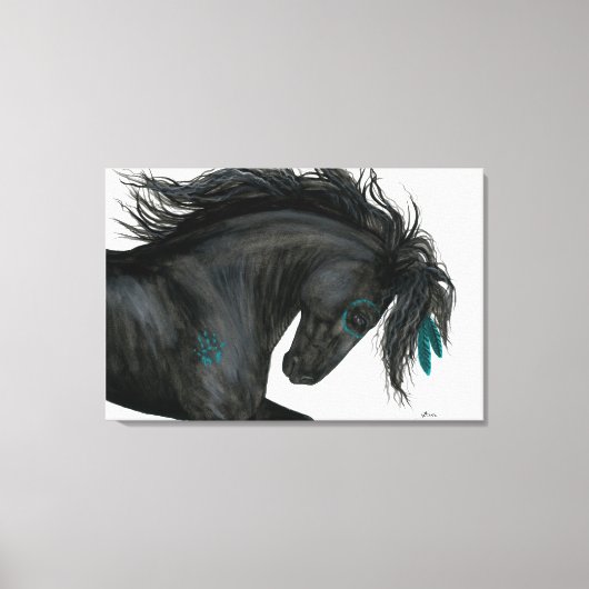 Toile Majestic Horse Turquoise Feathers par Bihrle (Recto)