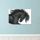 Toile Majestic Horse Turquoise Feathers par Bihrle (Insitu (Plancher de Bois))