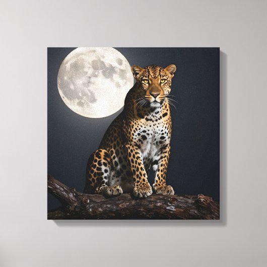 Toile Majestic Leopard and Full Moon   (Recto)