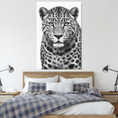 Toile Majestic Leopard Black & White Canvas Print (Insitu(Chambre))