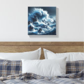 Toile Majestic Turquoise Ocean Wave Under Dramatic Storm (Insitu(Chambre))