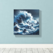 Toile Majestic Turquoise Ocean Wave Under Dramatic Storm (Insitu (Plancher de Bois))