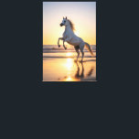 Toile Majestic White Arabian Horse Sunset Beach<br><div class="desc">Capture the breathtaking beauty of nature with this stunning canvas print featuring a majestic white Arabian horse rearing gracefully on a golden beach at sunset. Bathed in warm cinematic light, the elegant horse reflects across the wet sand as ocean waves gently roll in behind it, creating a powerful and serene...</div>