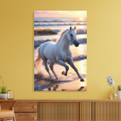 Toile Majestic White Horse Galloping by the Ocean Waves (Insitu(Salon))