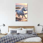 Toile Majestic White Horse Galloping by the Ocean Waves (Insitu(Chambre))