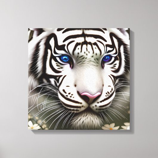 Toile Majestic White Tiger Blue Eyes Art (Recto)