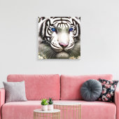 Toile Majestic White Tiger Blue Eyes Art (Insitu(Salon))