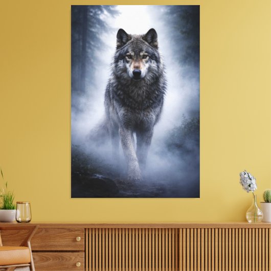 Toile Majestic Wolf – Silent Presence in the Fog (Insitu(Salon))
