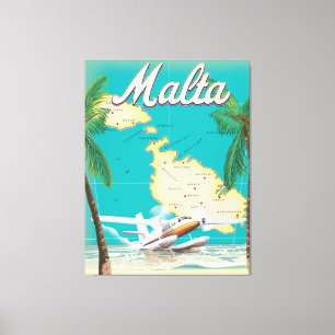 Toile Malte plage et carte affiche voyage