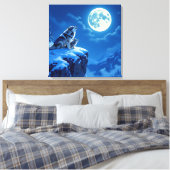 Toile Mama Wolf et son petit hurler à la lune (Insitu(Chambre))