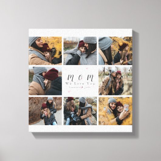 Toile Maman Monogramme Custom 8 Photo Collage Mère Famil (Recto)