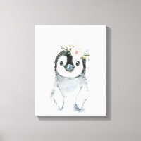 Manchot bébé floral aquarelle Animaux enneigés