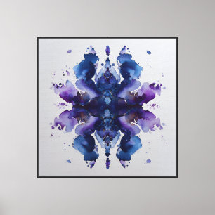 Toile Mandala à l'aquarelle symétrique indigo-violet