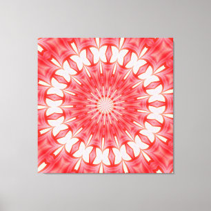 Toile Mandala à motif de papillon blanc et rouge en étoi