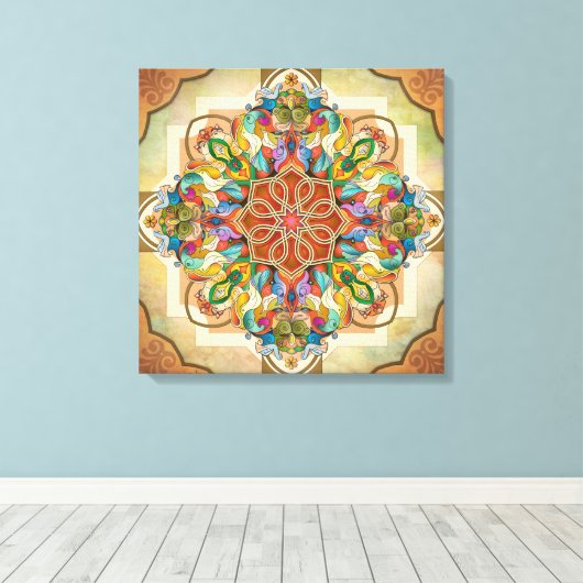 Toile Mandala Birds (Insitu (Plancher de Bois))