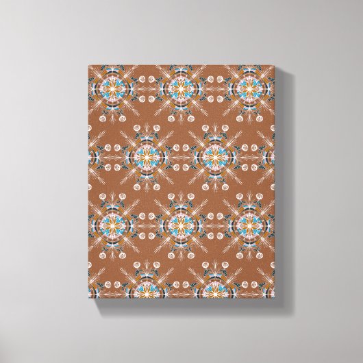 Toile Mandala bleu boho art main marron (Recto)