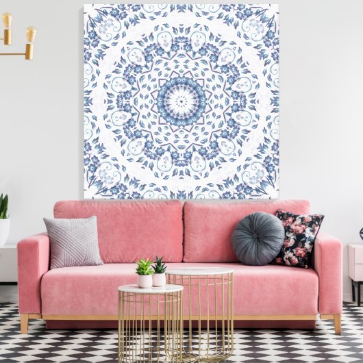 Toile Mandala bleu gris (Insitu(Salon))