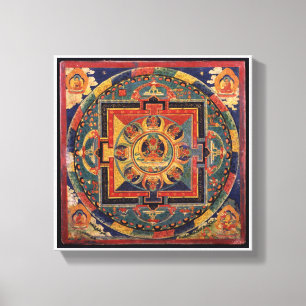 Toile Mandala d'Amitayus, école tibétaine du 19ème