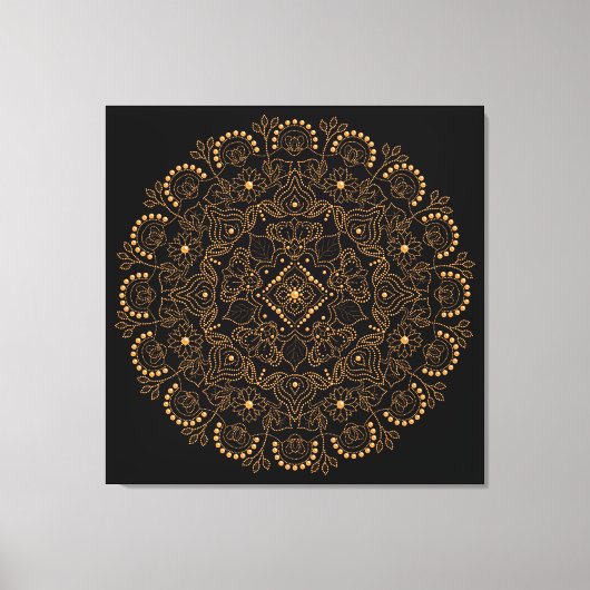 Toile Mandala de perles en or faux (Recto)