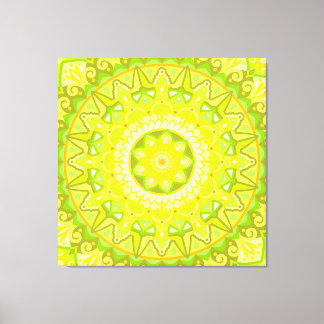 Toile Mandala de printemps vert jaune bohème floral