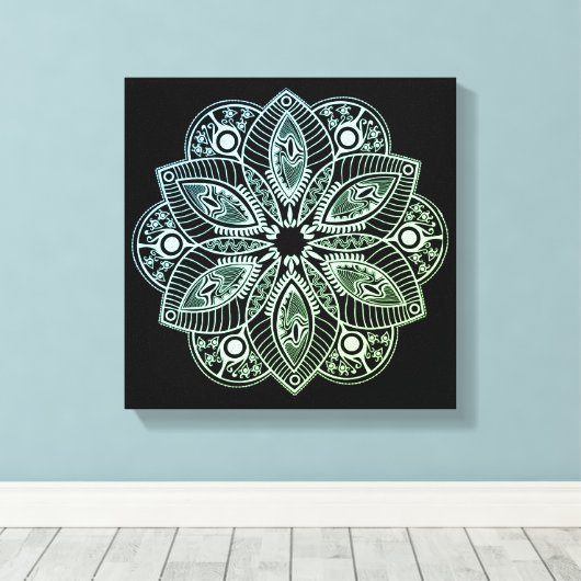 Toile Mandala Exotic Tribal Green Gradient (Insitu (Plancher de Bois))