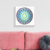 Toile Mandala Fleur Dorée Bleu Violet (Insitu(Salon))