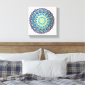 Toile Mandala Fleur Dorée Bleu Violet (Insitu(Chambre))