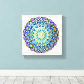Toile Mandala Fleur Dorée Bleu Violet (Insitu (Plancher de Bois))