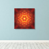 Toile mandala jaune orange rouge avec fleur de vie (Insitu (Plancher de Bois))