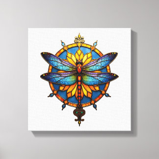 Toile Mandala Libellule Lumineuse Géométrie Sacrée Spiri